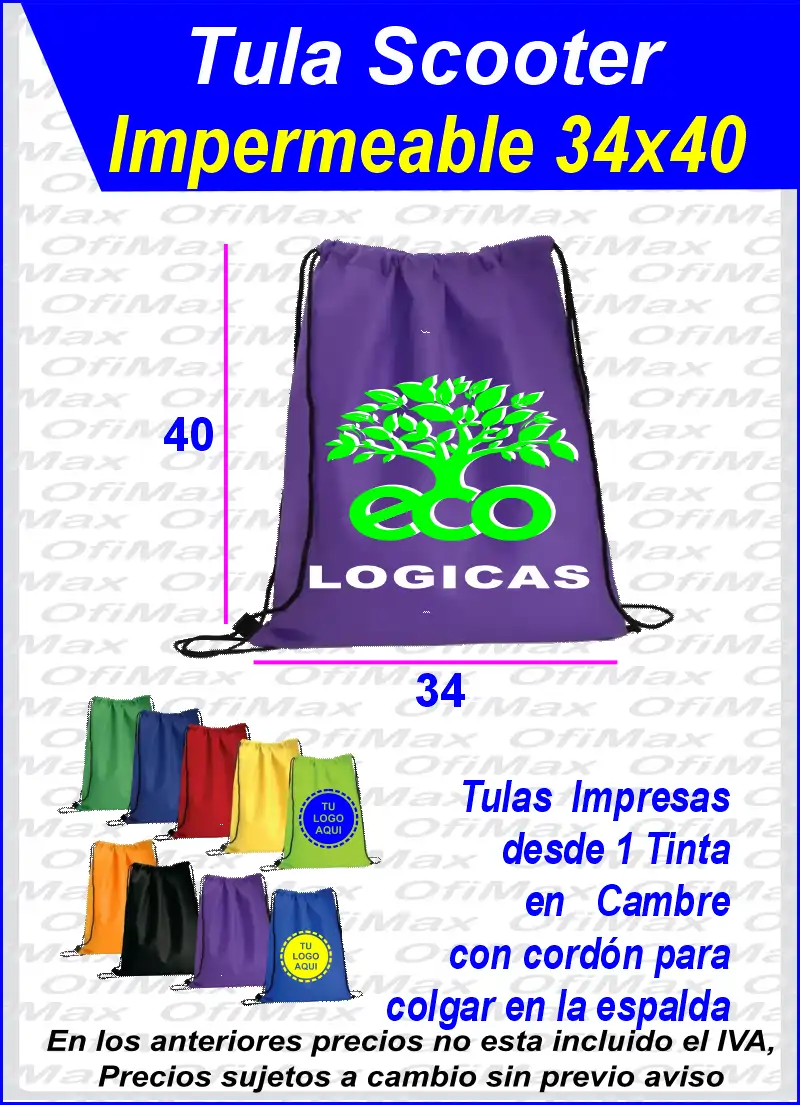 tulas deportivas ecologicas impermeables personalizadas impresas 34x40, bogota, colombia
